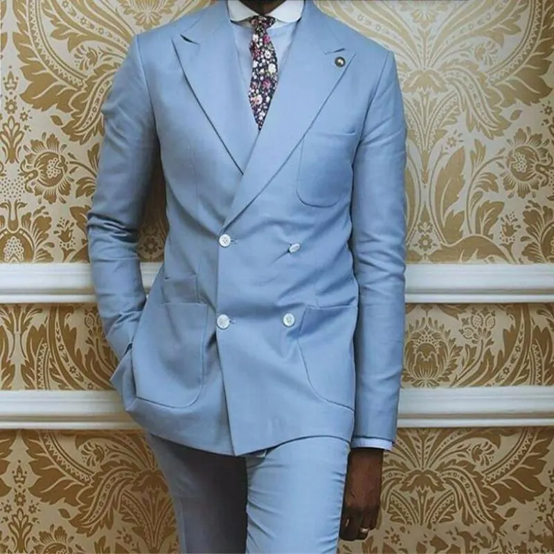 blue suit set for men