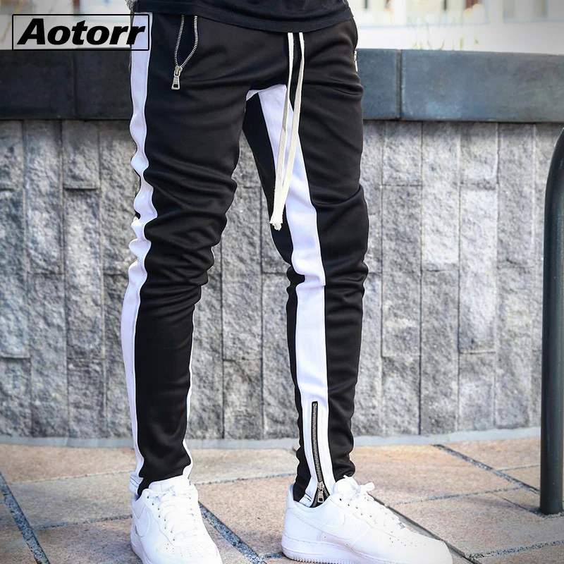 side stripe joggers mens