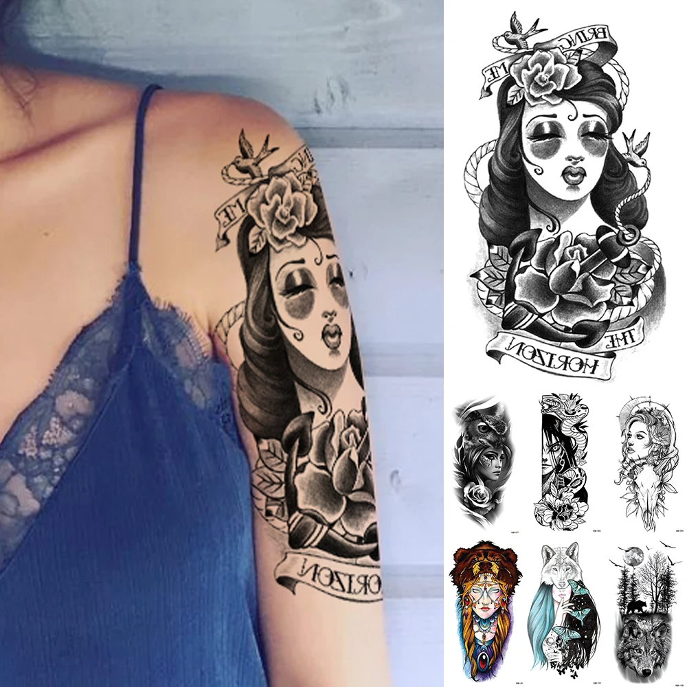 Купить Татуировка и боди-арт | Waterproof Temporary Tattoo Sticker Old  School Butterfly Wolf Flash Tattoos Anchor Mermaid Body Art Arm Fake Tatoo  Women Men