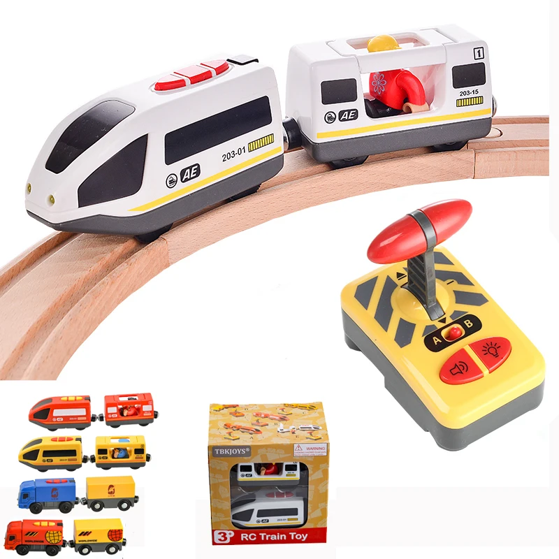 RC Electric Train Set With Carriage Sound and Light  Express Truck FIT Wooden Track Children Electric Toy Kids Toys-animated-img