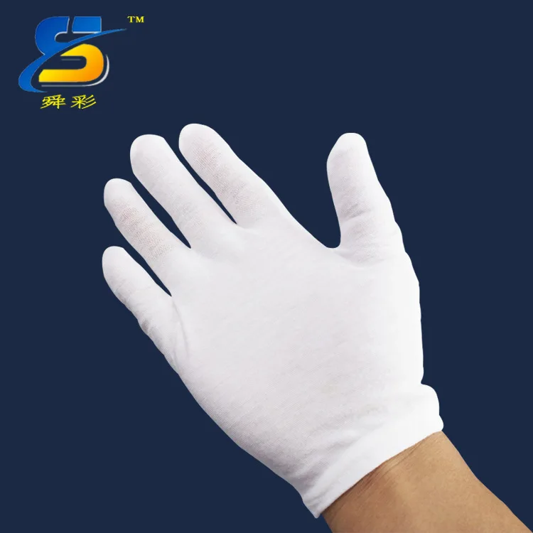 white cotton grip gloves