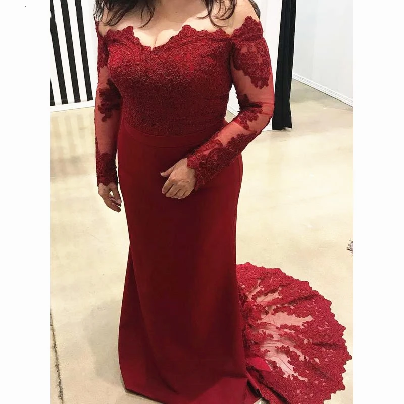 Burgundy Mother of the Bride Dress Plus 