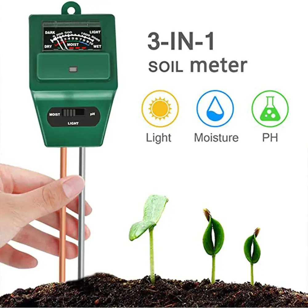 Plant PH Meter Soil Test Meter Tester Water Moisture 3 In1 ABS For Garden 