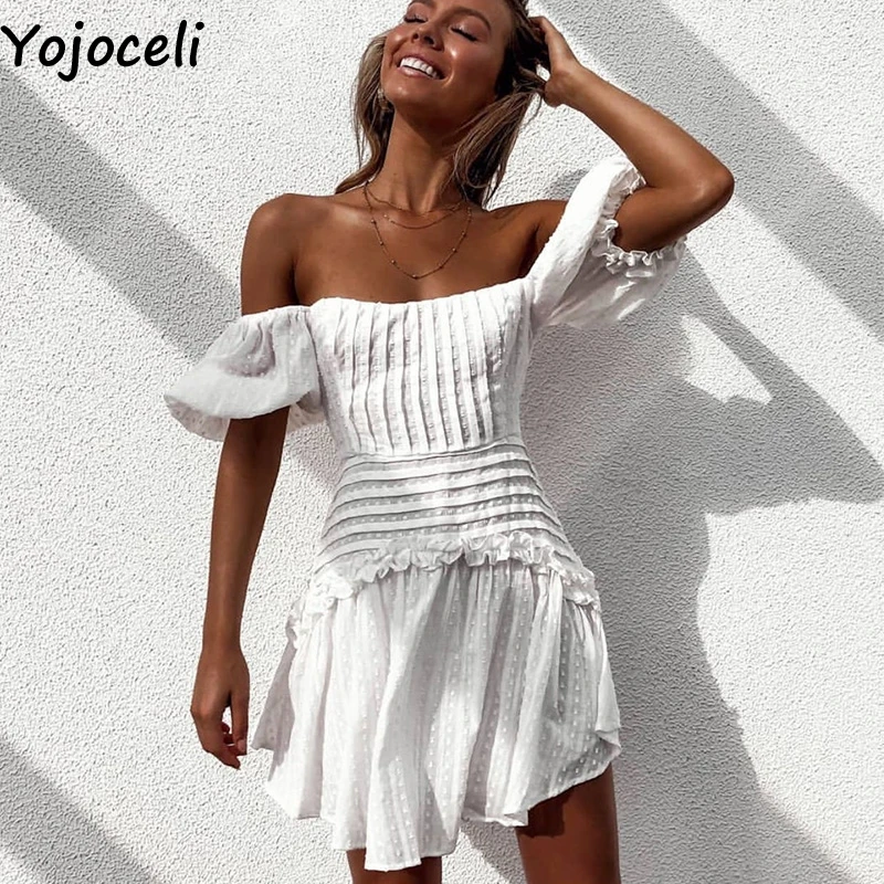 white ruffle dress women