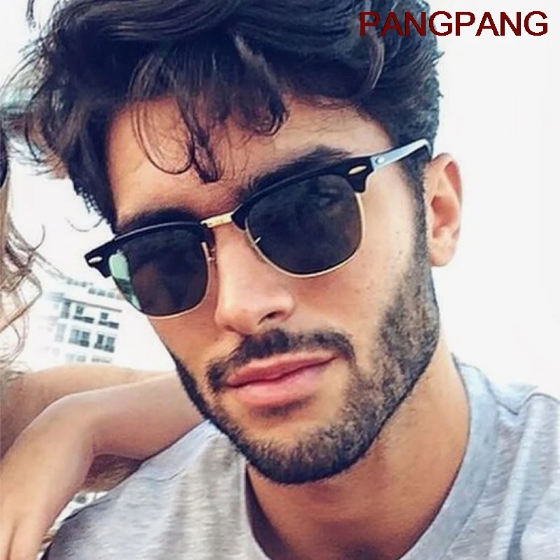 semi rimless men's sunglasses