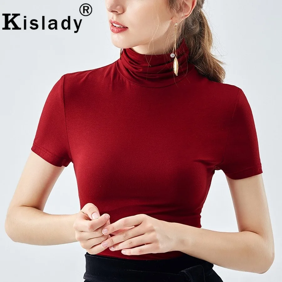 Women's Turtleneck Short Sleeve T-shirt 