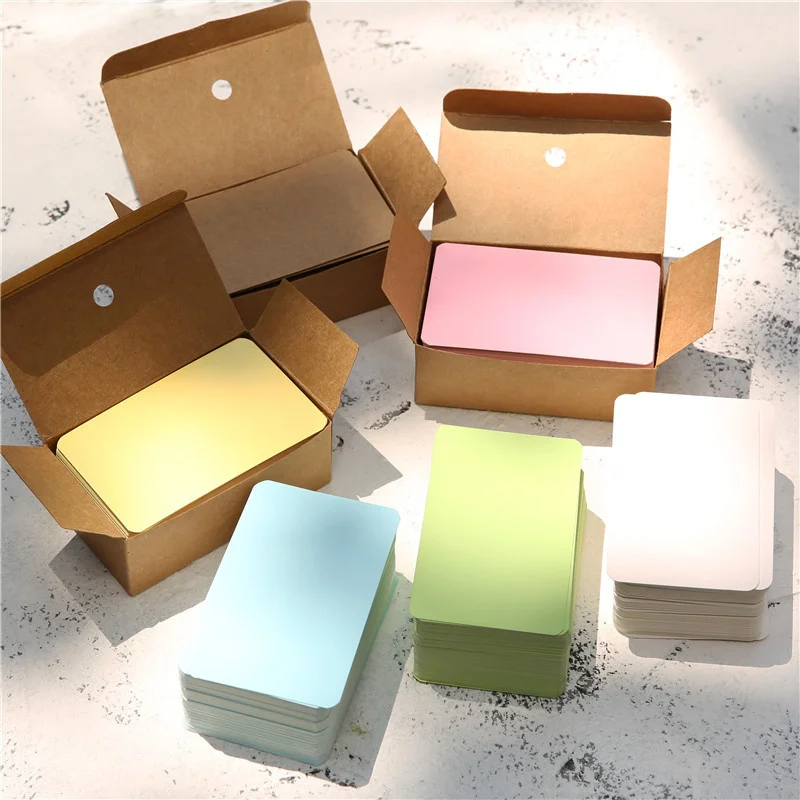 100pcs/box Kraft paper card color blank business card message thank you card writing card label bookmark learning card-animated-img