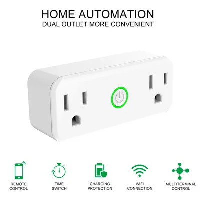 Outdoor Smart Plug Waterproof 2.4ghz Wifi 2 Outlet Switch For Tuya 15a Us  Plug Ac110240v