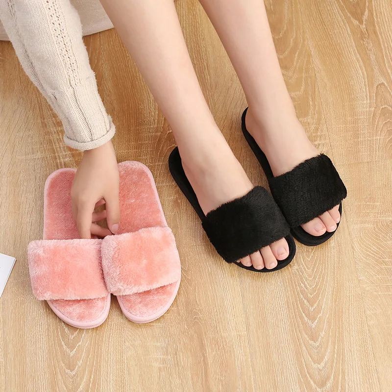 fur flip flops women