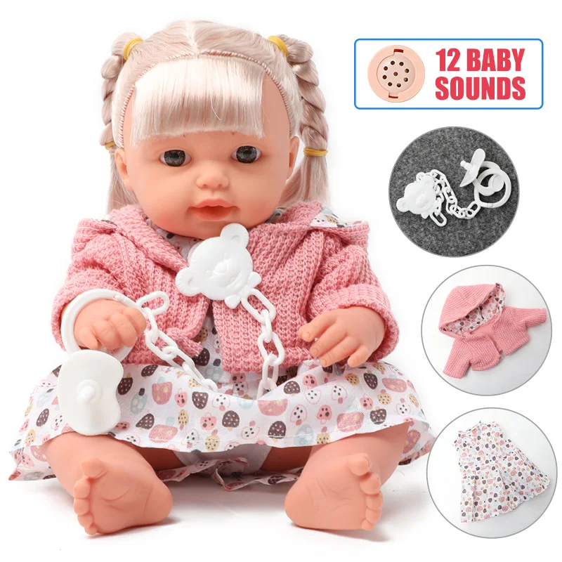 Acquistare Bambole E Accessori 12 Inch Realistic Sound Simulation Bebe Reborn Silicone Baby Doll 30 5cm Doll Clothes Pacifier Chain Set Education For Toys Kids