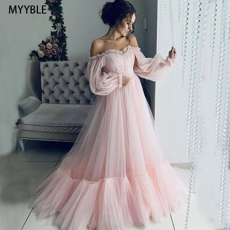 MYYBLE Blush Pink Tulle Evening Dress 