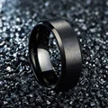 Simple Rings with Boxes Trendy Stainless Steel Black Rings for Women Wedding Rings Men Jewelry Width 8mm