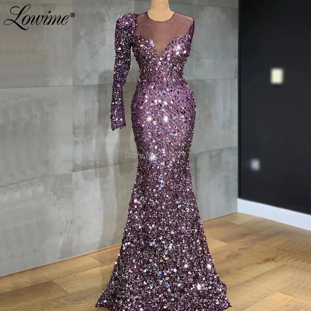 Cumpără Rochii de seară | Illusion Purple Sequin Evening Dress Arabic One  Shoulder Mermaid Party Gowns 2019 Custom Made Long Prom Dresses Robe De  Soiree