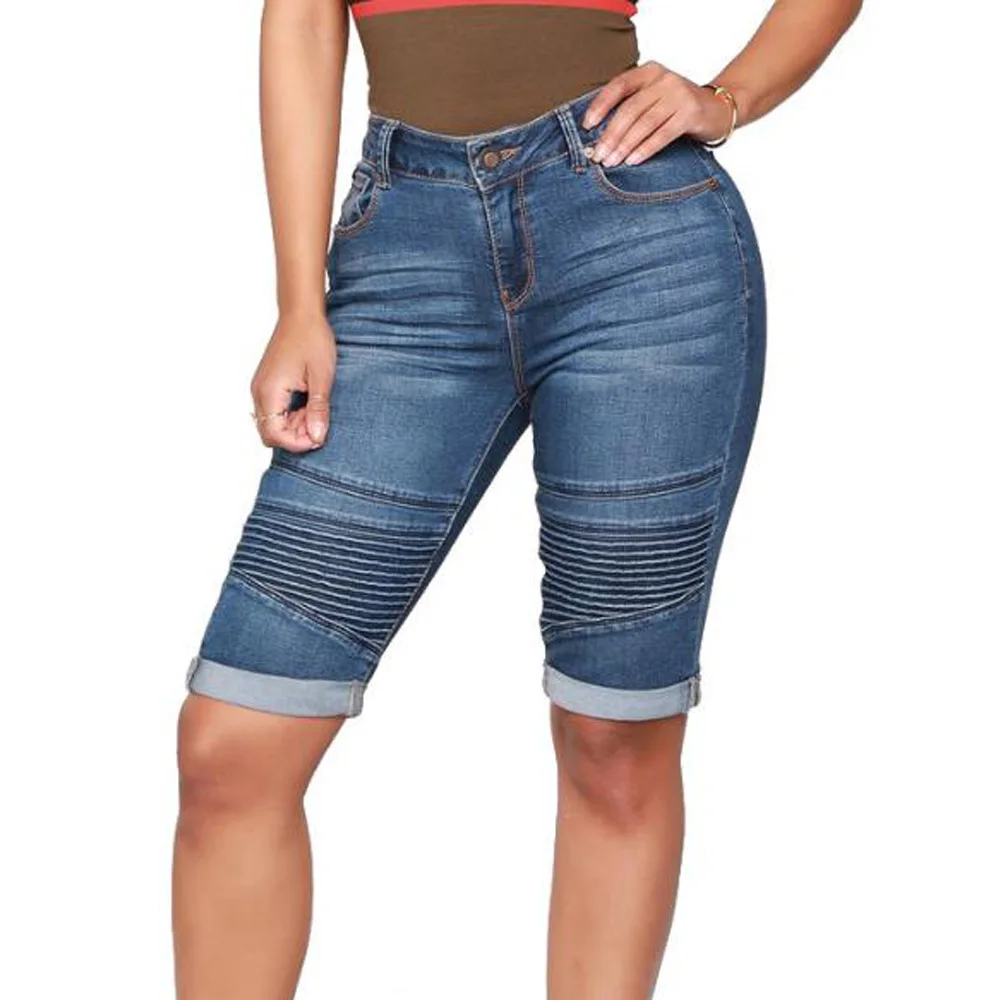 Long Jean Shorts Bermuda Femme