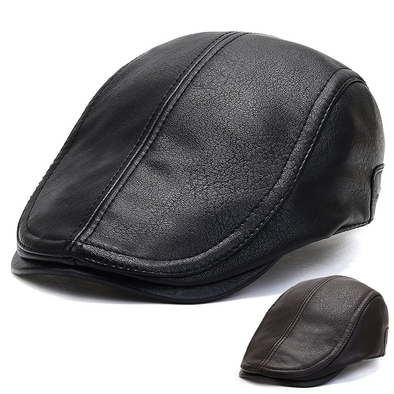 Leather Ivy Caps Newsboy Hat Beret Hat 
