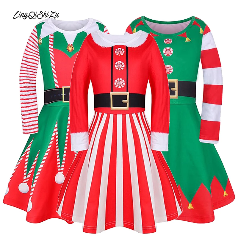 Winter Kids Christmas Dress Girl Long 
