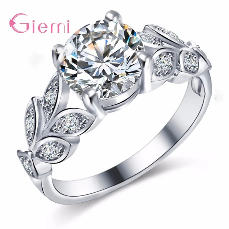 925 Sterling Silver Rings Vine Leaf Design Engagement Cubic Zircon Ring Fashion For Women Ladies Wedding Jewelry Gifts-animated-img