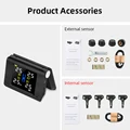 Jansite TPMS Wireless Car Tire Pressure Monitoring Intelligent System Solar Power LED Display with 4 Built-in or External Sensor preview-6