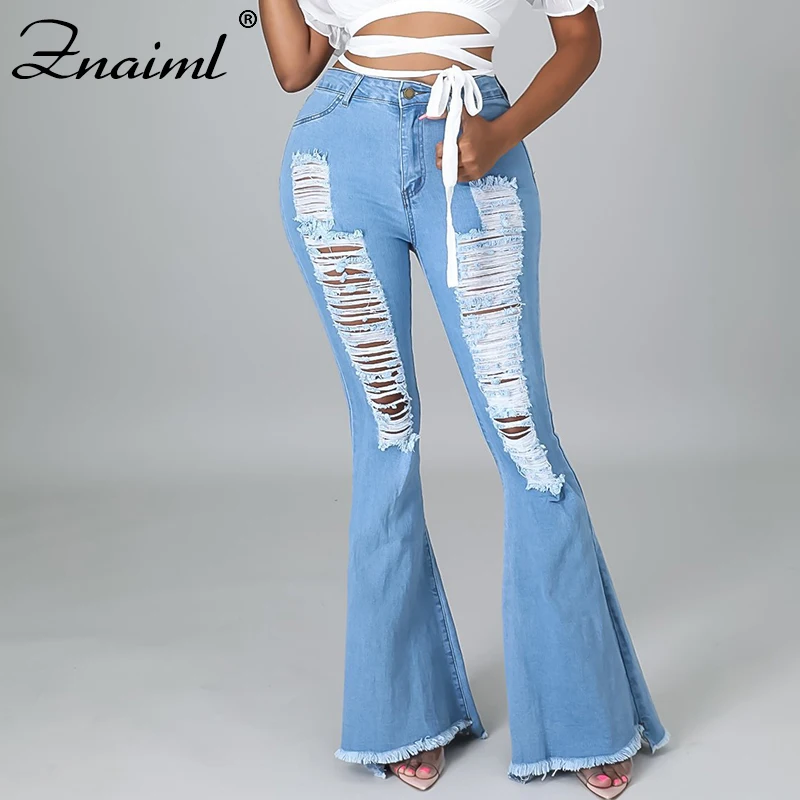 Znaiml Women Denim High Waist Flare 