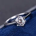 100% Real Moissanite Engagement Rings Platinum Plating Sterling Silver 1CT 2CT 3CT Diamond Wedding Rings Classic 6 Prong Ring