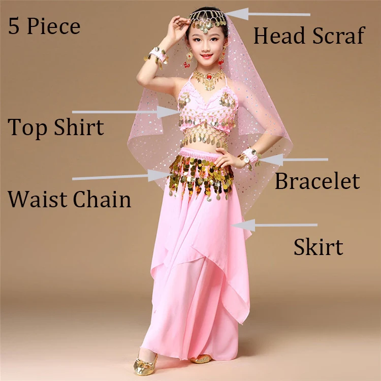 Kids Belly Dance Costumes Set Oriental Dance Girls Belly Dancing India  Belly Dance Clothes Bellydance Child Kids Indian 6 Colors