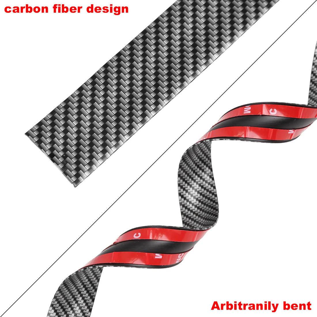 X AUTOHAUX 1m 3.3ft Car Universal Rubber Sticker Carbon Fiber Pattern Door Sill Protector Edge Guard Strip 