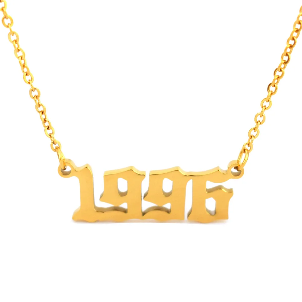 Old English Number Necklaces Women 
