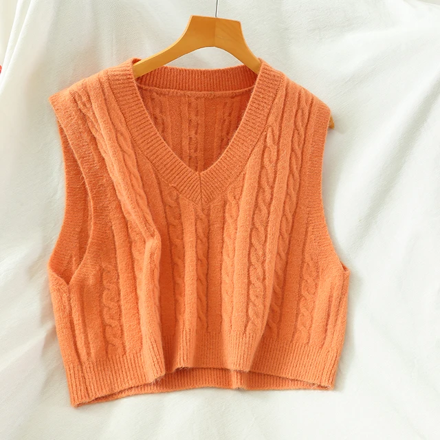 Color Casual Vest Braid Pattern Sweater