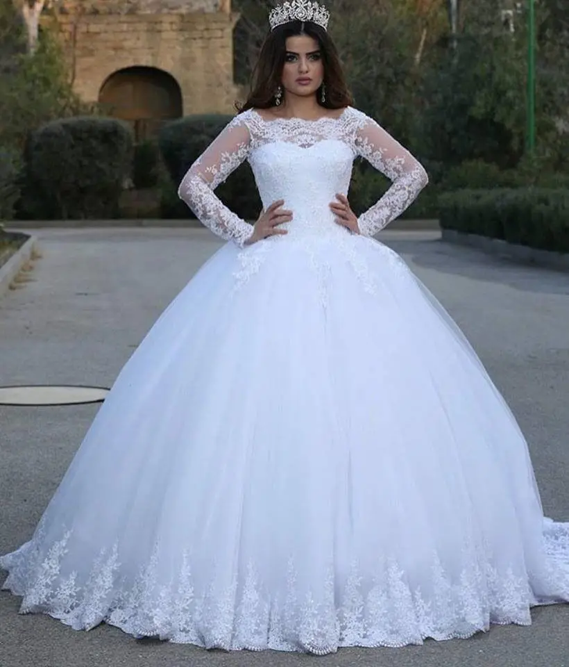 Arab Muslim Ball Gown Wedding Dress 