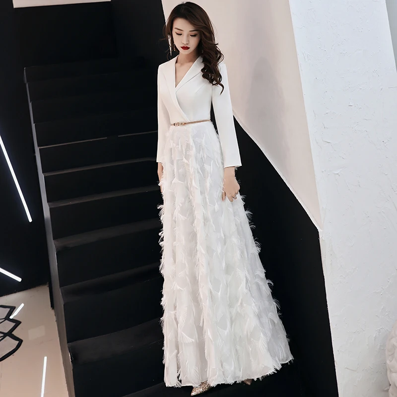 New 2019 White Evening Dresses Elegant 