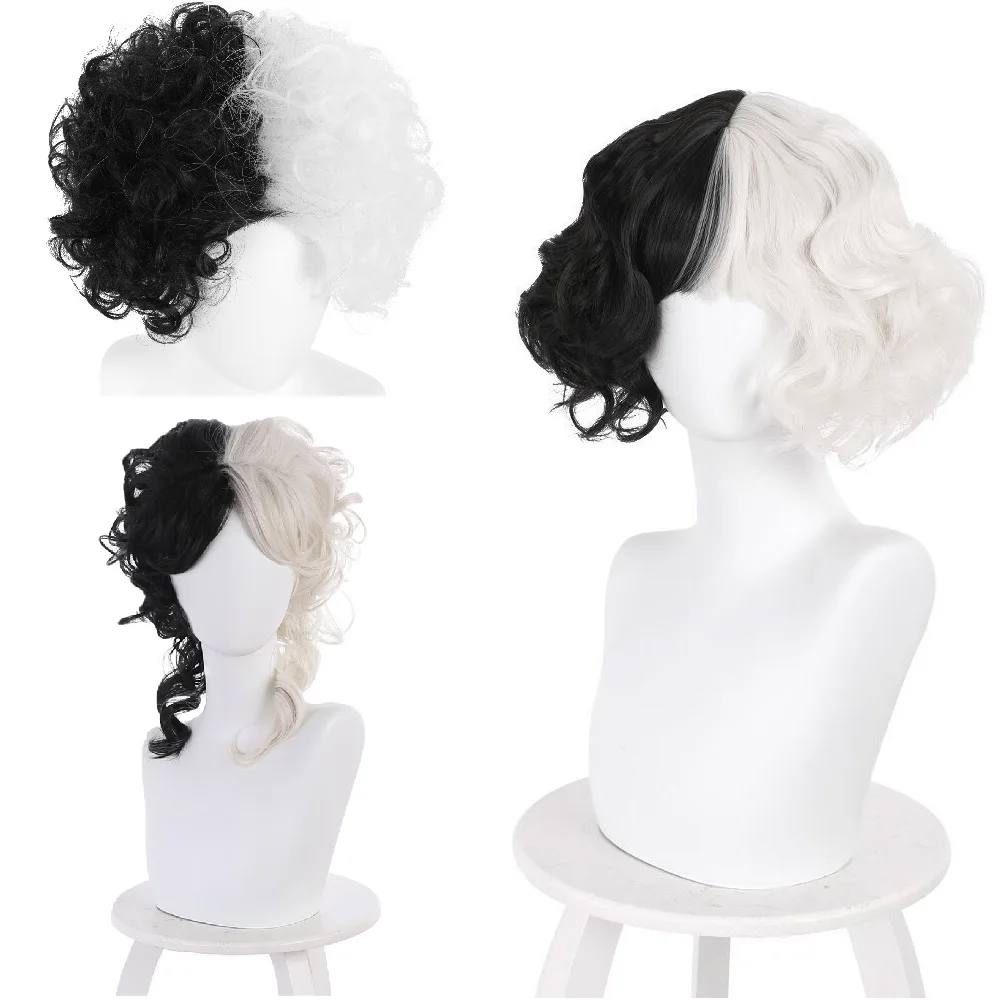 black and white short wig