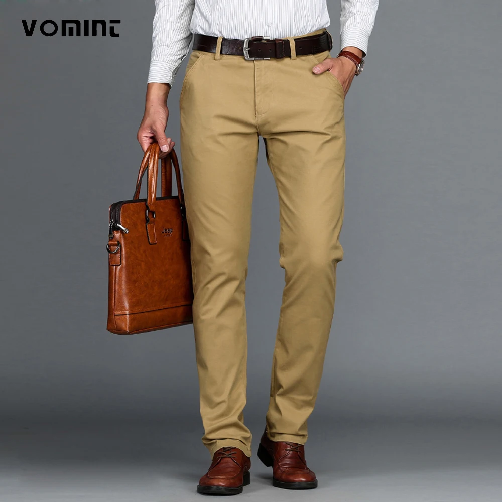 Mens Pants Cotton Casual  Stretch male trousers man long Straight High Quality 4 color Plus size pant suit  42 44 46-animated-img