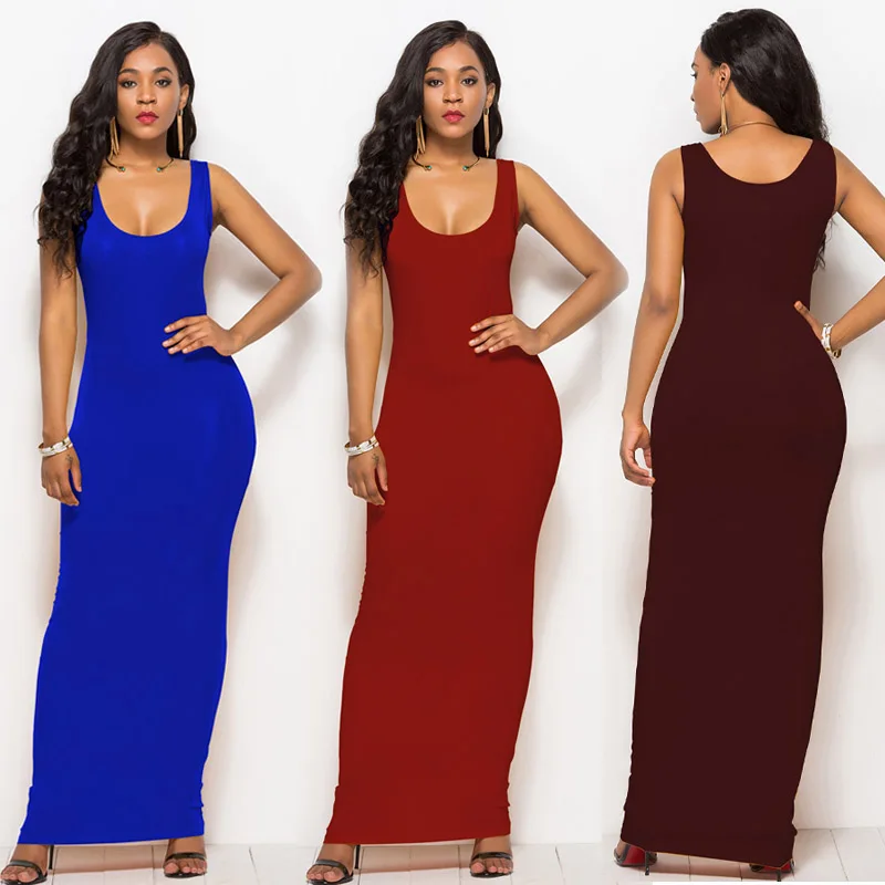 2020 Women Solid Color Sexy Tank Long 