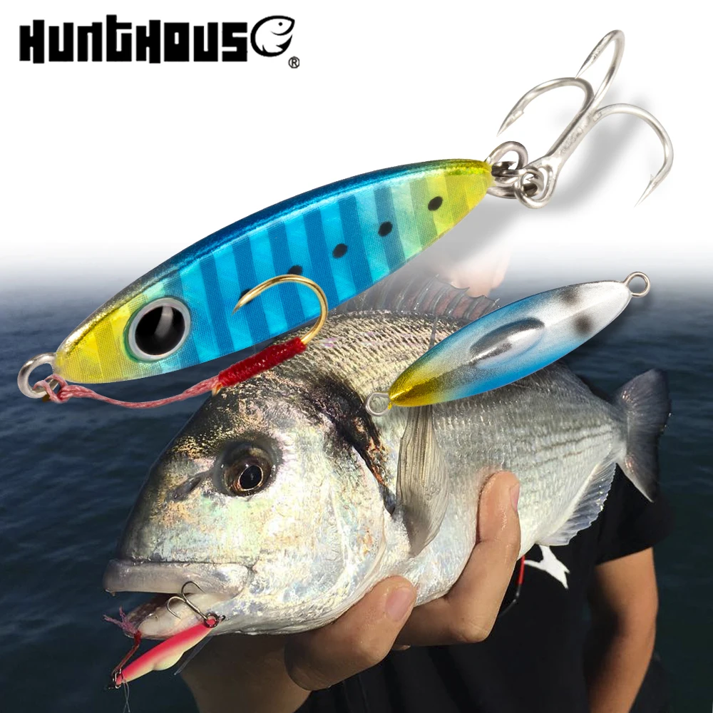 Hunthouse Metal Micro Jig Fishing Lure Sinking Slow Shore Casting Jigging  Bait Sea Ride 3.4g 6.6g 10g For Trout Pike Fish Tackle