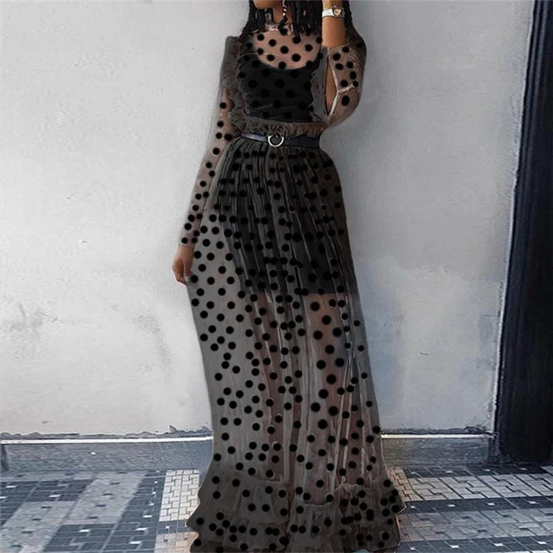 black polka dot maxi