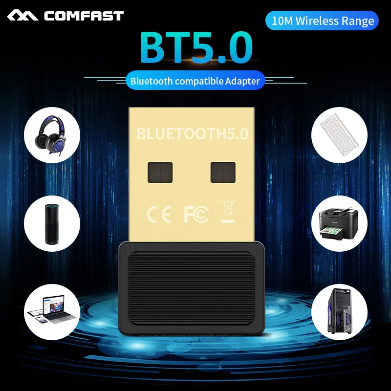RTL8761B Chip USB Wireless Bluetooth Dongle BT 5.0 Adapter 10M Range Music Audio Receiver Transmitter Support Windows 7/8.1/10-animated-img