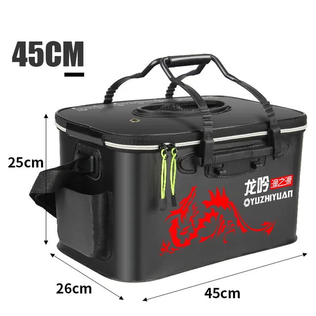 Fishing Portable Bag Foldable Belt Bucket Life Bait Waterproof Gear Box 50 /45Cm