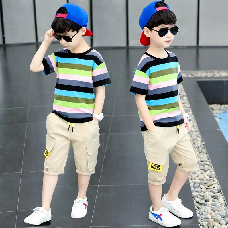 AMhomely Pronotion Sale Baby Kids Boys Summer Short Sleeve Cactus T-Shirt Tops+Pants Clothes Outfit Set 