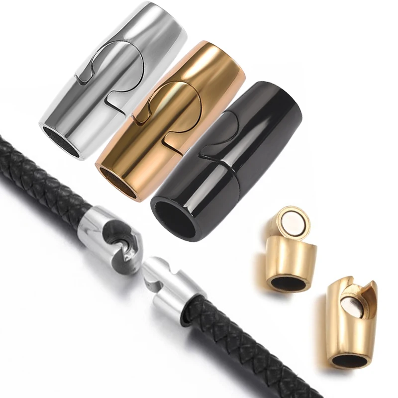 5Sets Round Strong Magnetic Clasps Fit Bracelets Necklace Rhodium End Clasp  Connectors for Makings Leather Bracelet Jewelry