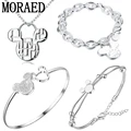 Jewelry Set 925 Sterling Silver Cute Mickey Chain Bracelet For Women Gift Trendy Jewelry Silver Bangles preview-1