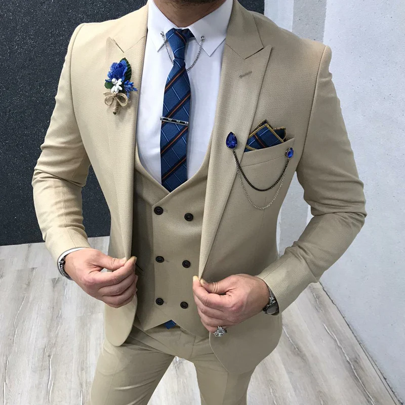 cream slim suit