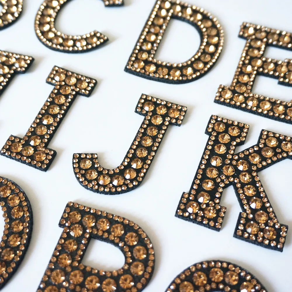 A-Z 1pcs Rhinestone English Alphabet Letter Applique 3D Iron On