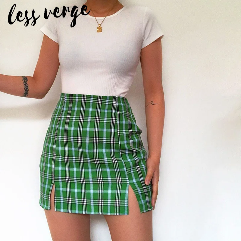 colored plaid mini skirt