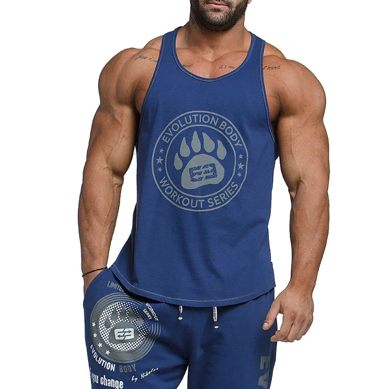 Men's fashion Sleeveless Fitness Bodybuilding Muscle Undershirt Gym Running Exercise Sport Tank Top Men Vest