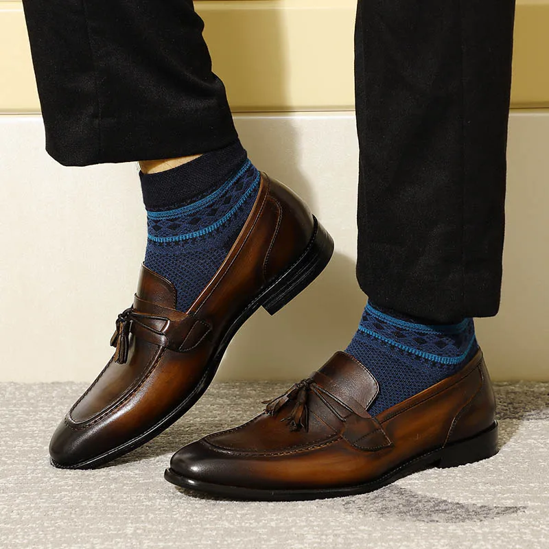 brown penny loafers with tassels