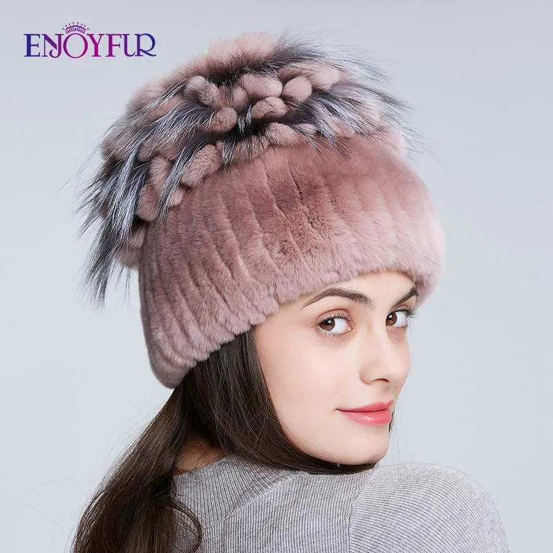 ENJOYFUR Women fur hats 