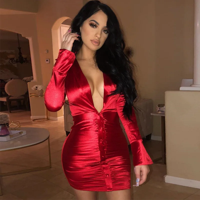 sexy red dress with sleeves