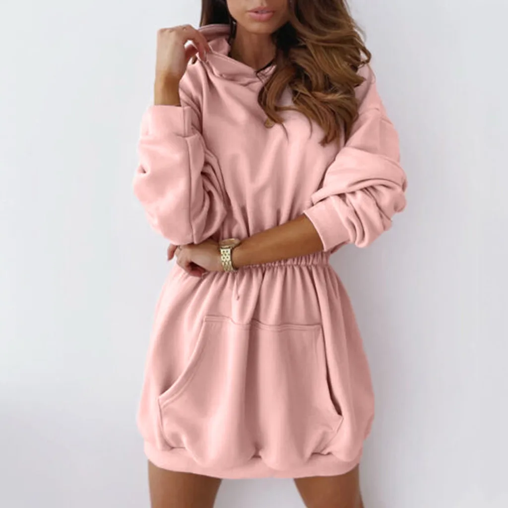 Women Oversized Hoodie Dress Female 