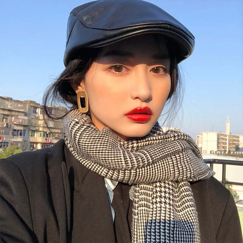 Leather Beret Women's Spring Short 