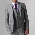 אפור חליפות חתונה לגברים עם חליפות 3 חלקים חליפות חתן בהתאמה אישית גברים אפור בהתאמה אישית חליפות מחויטות דק טוקסידו חתונה